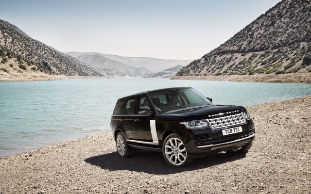 Black land rover lake mountains free wallpaper - medium preview image