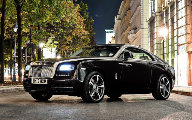 Black car parked night city free wallpaper - medium preview image