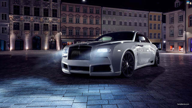 Silver car parked building night free wallpaper - medium preview image