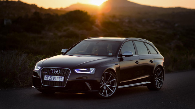 Black car sunset road hills free wallpaper - medium preview image