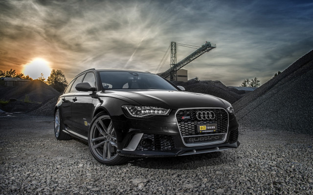 Black car gravel lot crane free wallpaper - medium preview image