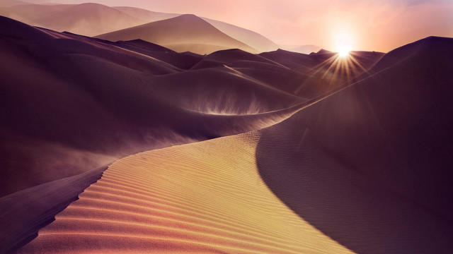 Desert sunset mountains sand dunes free wallpaper - medium preview image