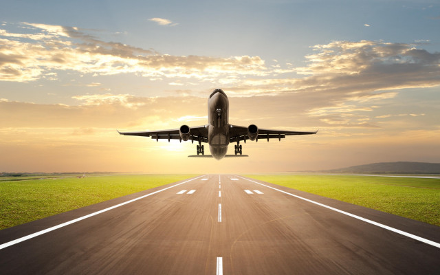 Jetliner runway sunset dawn plane free wallpaper - medium preview image