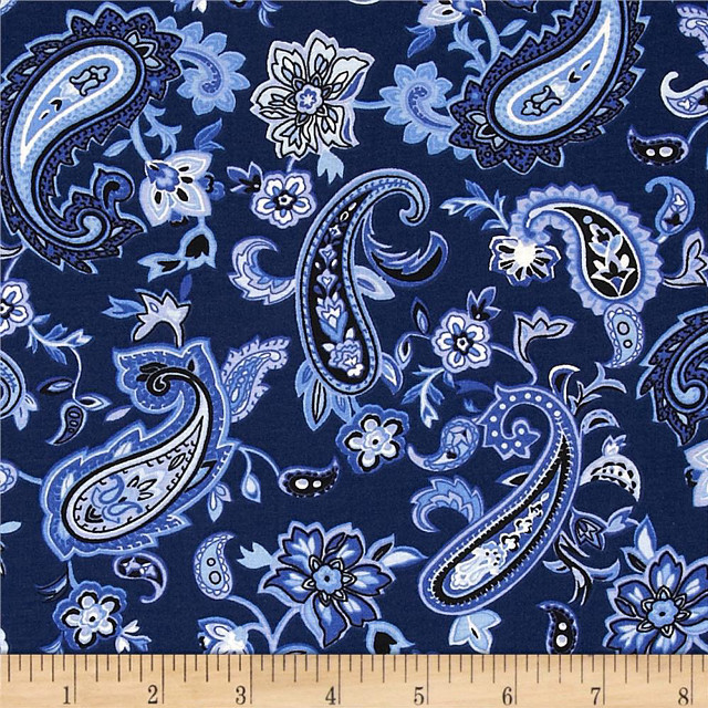 Blue paisley print fabric ruler free wallpaper - medium preview image