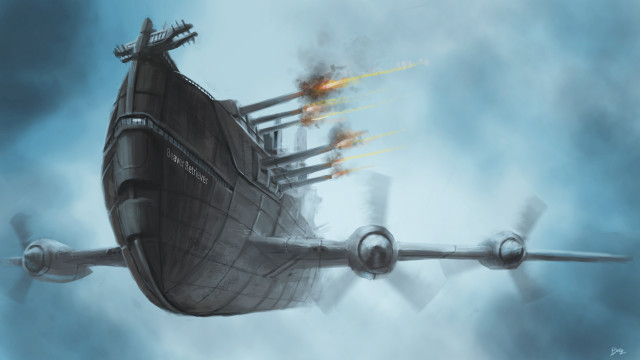 Ship smoke flames painting hull free wallpaper - medium preview image