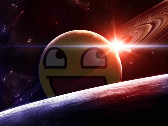 Smiley face space planet star free wallpaper - medium preview image