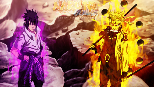 Man purple outfit sword standing free wallpaper - medium preview image