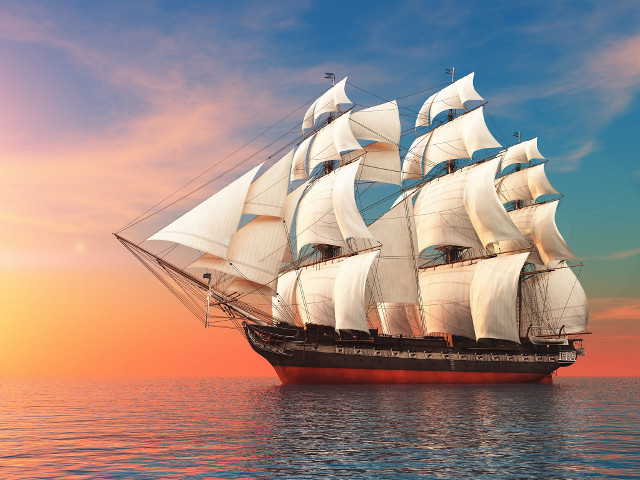 Large white sailboat sailing sunset #2 free wallpaper - medium preview image
