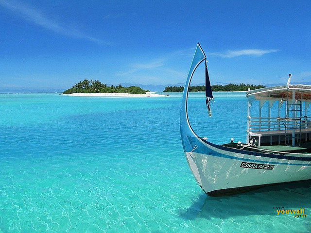 Tropical boat dock sand island free wallpaper - medium preview image
