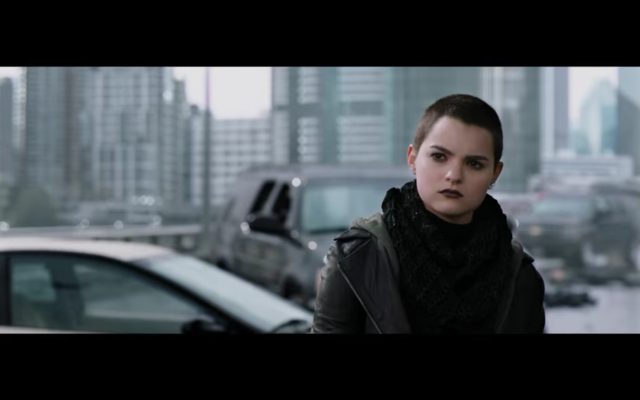 Woman car city street buildings free wallpaper - medium preview image