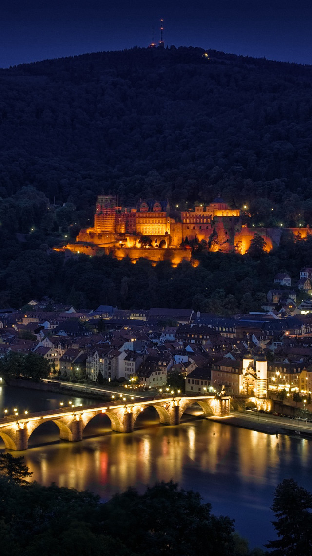 City night bridge castle lights free wallpaper - medium preview image