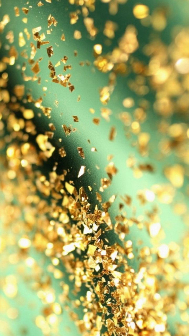 Green background gold glitter flying free wallpaper - medium preview image