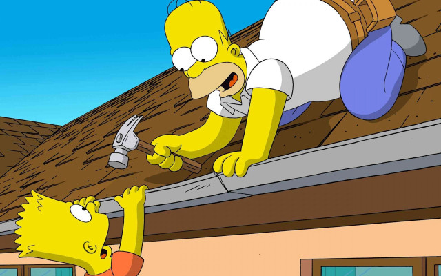 Cartoon character hanging roof hammer free wallpaper - medium preview image