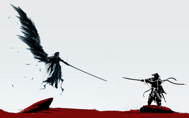 Man sword bird flying over free wallpaper - medium preview image