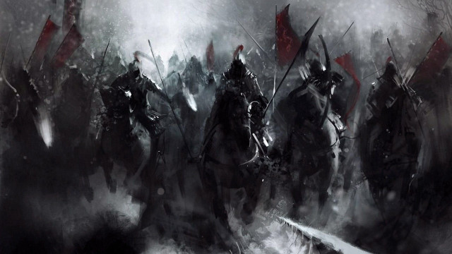 Men horses snow flags horseback free wallpaper - medium preview image