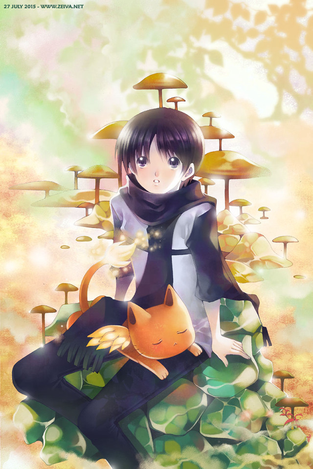 Person sitting rock cat lap free wallpaper - medium preview image