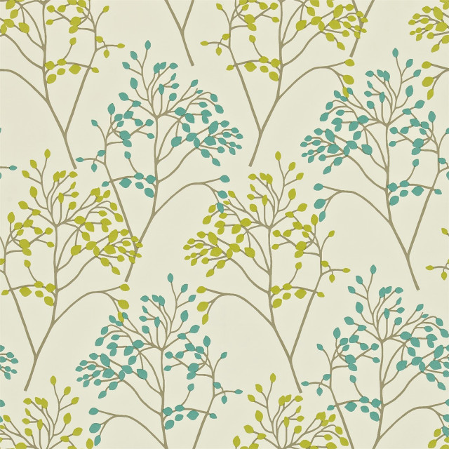 Green blue flowers pattern white free wallpaper - medium preview image