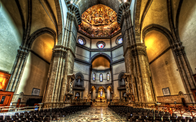 Church large ceiling clock stained free wallpaper - medium preview image