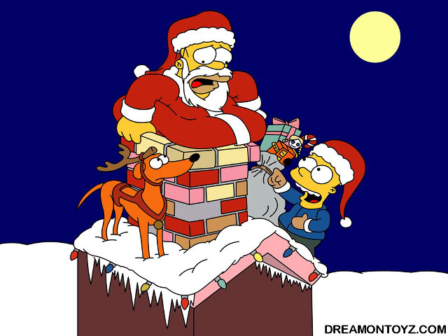 Cartoon santa chimney reindeers presents #2 free wallpaper - medium preview image