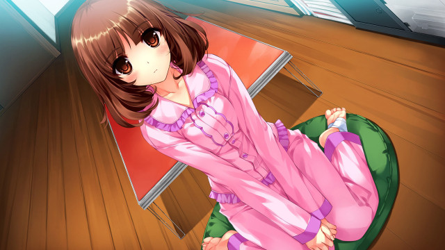 Pink outfit girl green chair free wallpaper - medium preview image