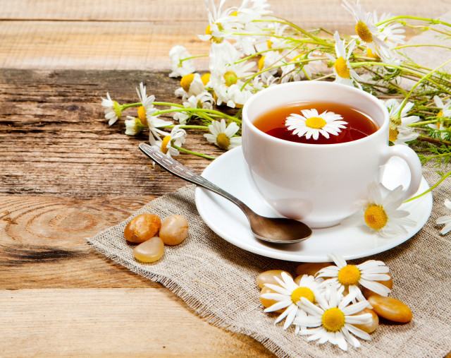 Cup tea spoon flowers table free wallpaper - medium preview image