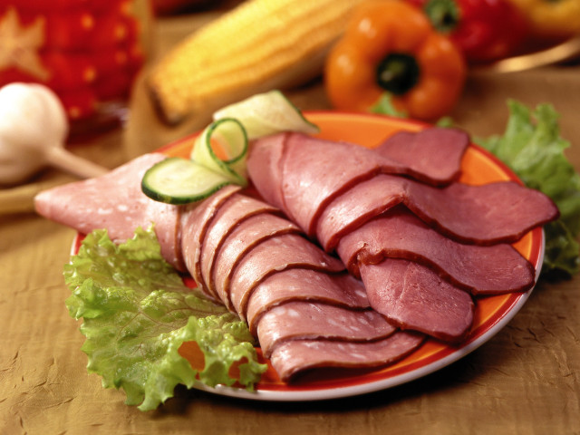 Sliced meat vegetables table knife free wallpaper - medium preview image