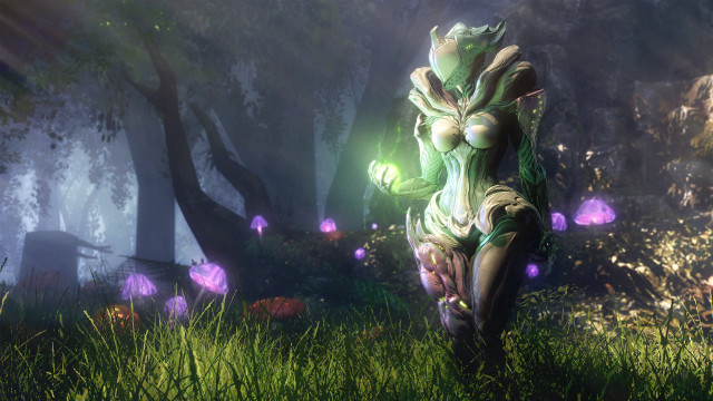 Woman green dress forest flowers #2 free wallpaper - medium preview image