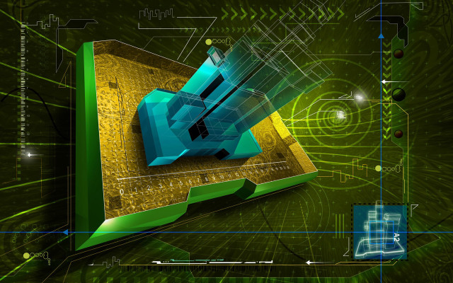 Green blue object yellow blue free wallpaper for desktop - medium preview image