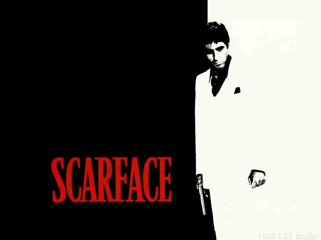 Man suit tie scarface wall free wallpaper - medium preview image