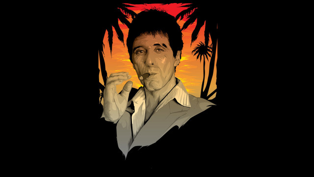 Man smoking cigarette sunset palm #2 free wallpaper - medium preview image