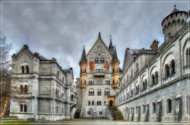Castle clock tower staircase building free wallpaper - medium preview image