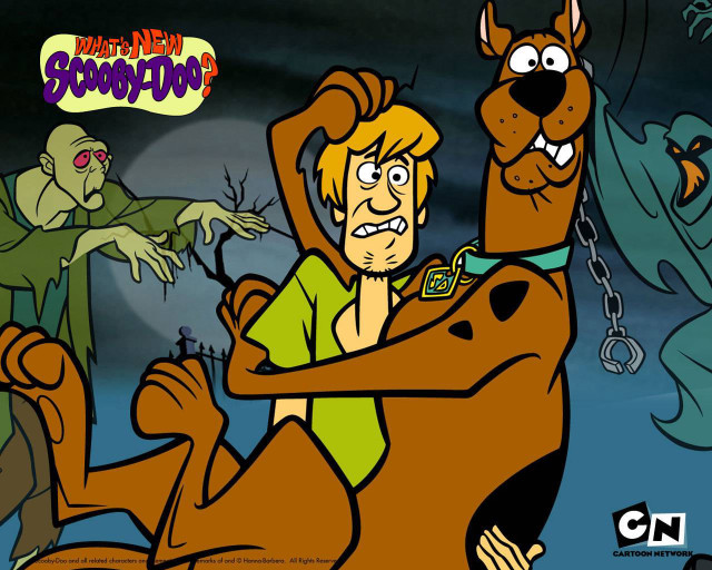 Cartoon man dog ghost background free wallpaper for desktop - medium preview image