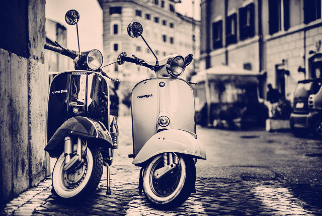 Scooters parked street building car free wallpaper - medium preview image