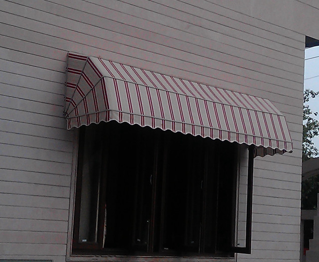 White building red white striped free wallpaper - medium preview image