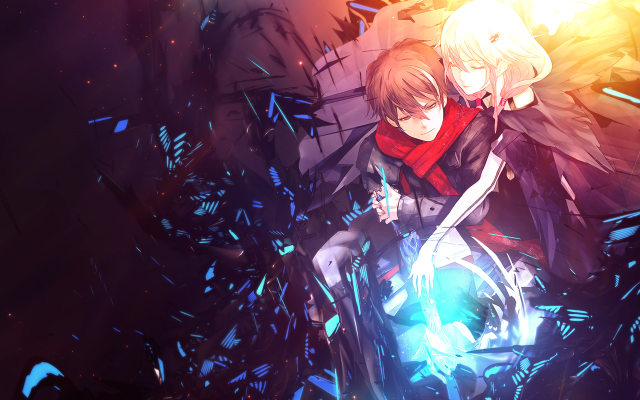 Anime characters sitting rock together #2 free wallpaper - medium preview image