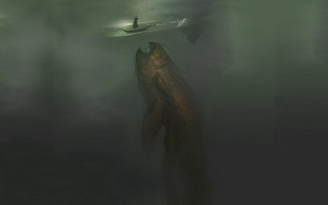 Large fish person boat swimming free wallpaper - medium preview image