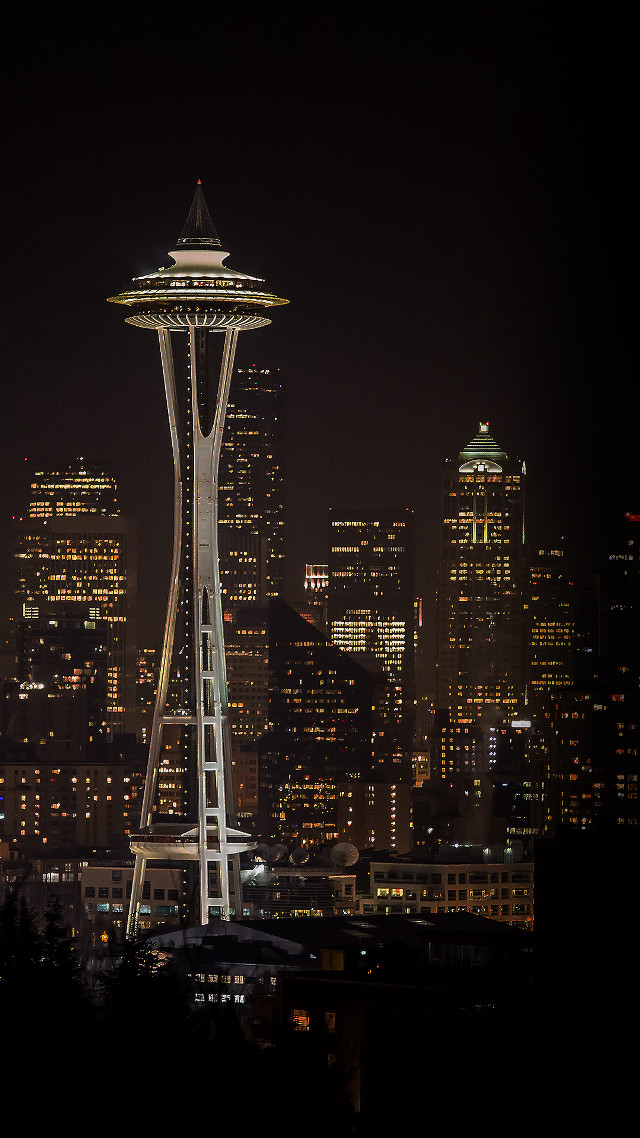 Tall tower clock night city free wallpaper - medium preview image