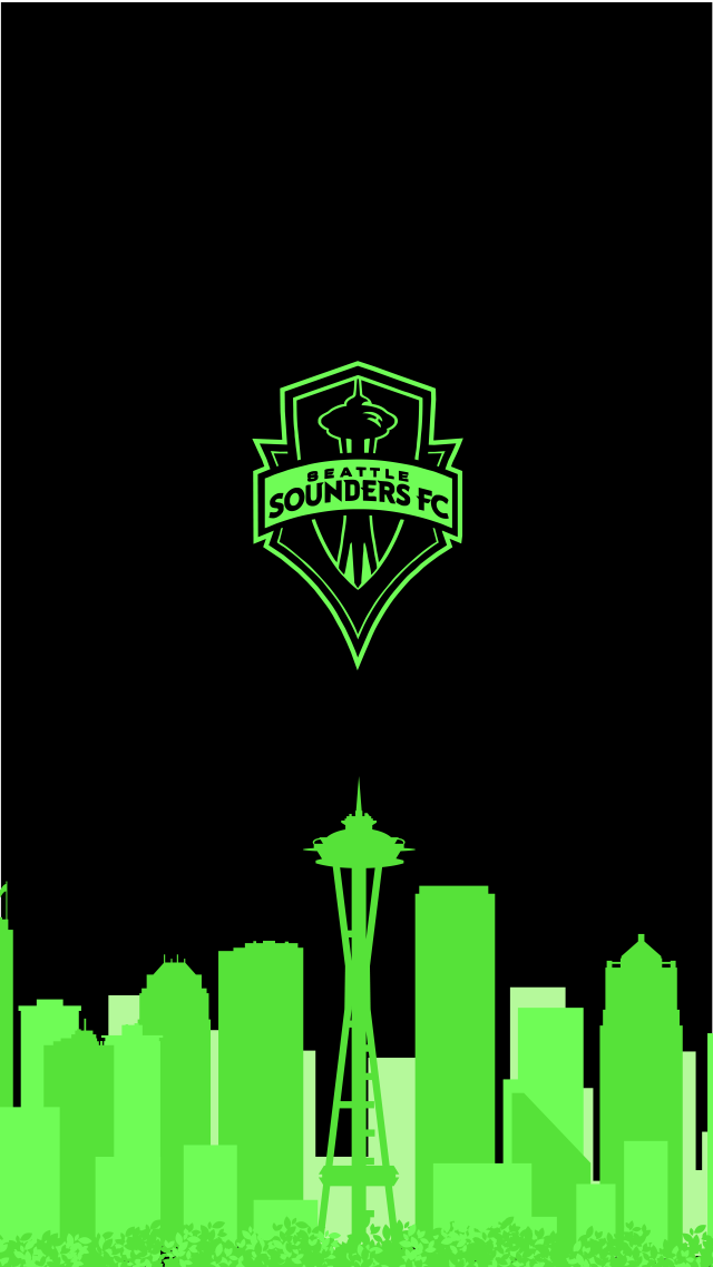 Green black seattle skyline poster free wallpaper - medium preview image