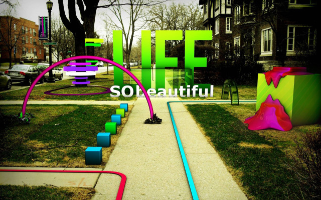 Life beautiful sign colorful sculpture free wallpaper - medium preview image