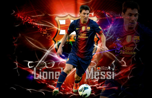 Man blue uniform kicking soccer free wallpaper - medium preview image