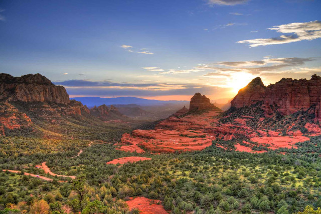 Scenic valley river mountains sunset free wallpaper - medium preview image