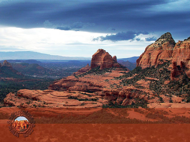 Valley mountains cloudy sky person free wallpaper - medium preview image