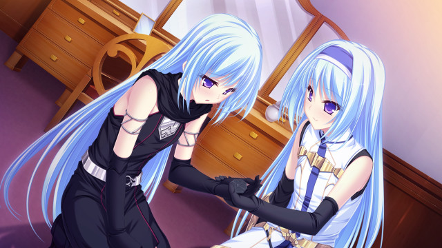 Anime girls blue hair black #4 free wallpaper - medium preview image