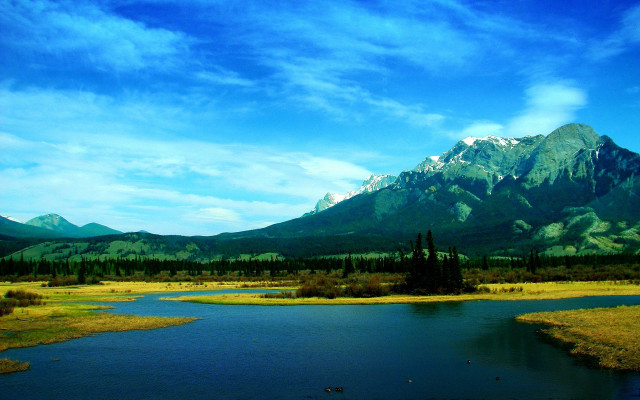 Lush green river mountains cloudy #2 free wallpaper - medium preview image