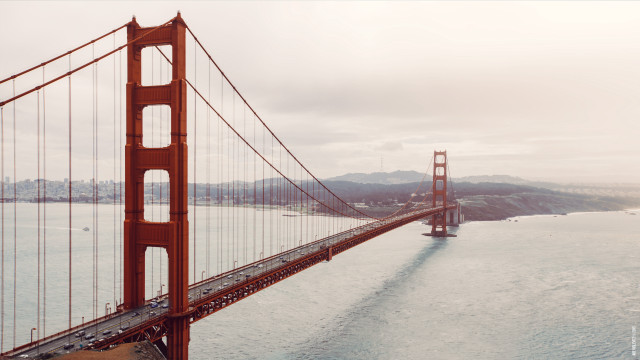 Golden gate bridge helicopter view free wallpaper - medium preview image