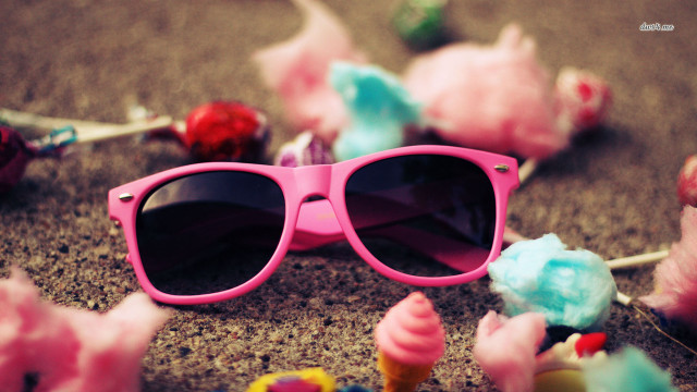 Pink sunglasses candy cones candies free wallpaper - medium preview image