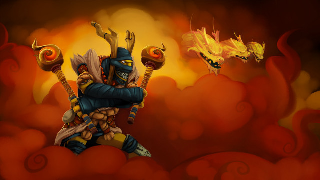 Man sword dragon flying sky free wallpaper - medium preview image