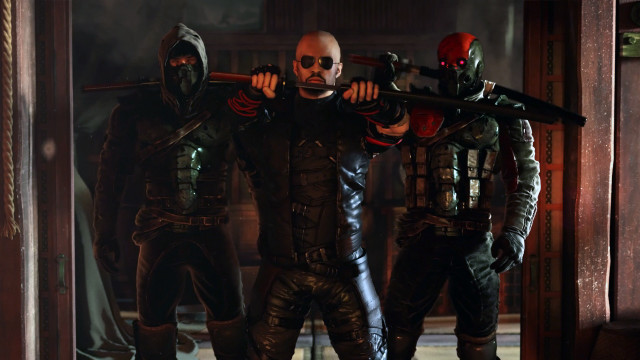 Costumed people guns open door free wallpaper - medium preview image