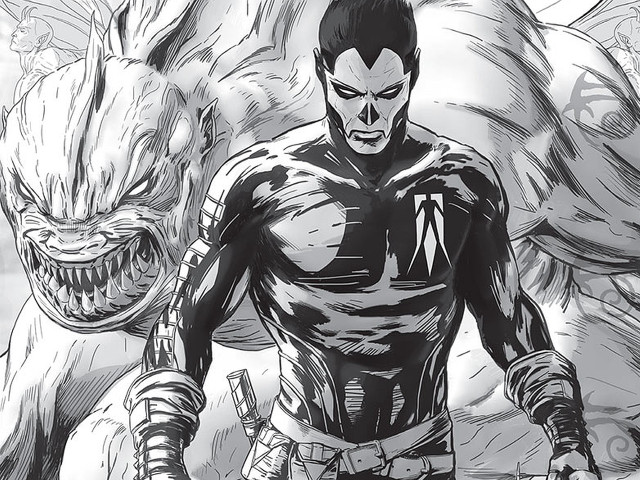 Man monster demon black white free wallpaper - medium preview image