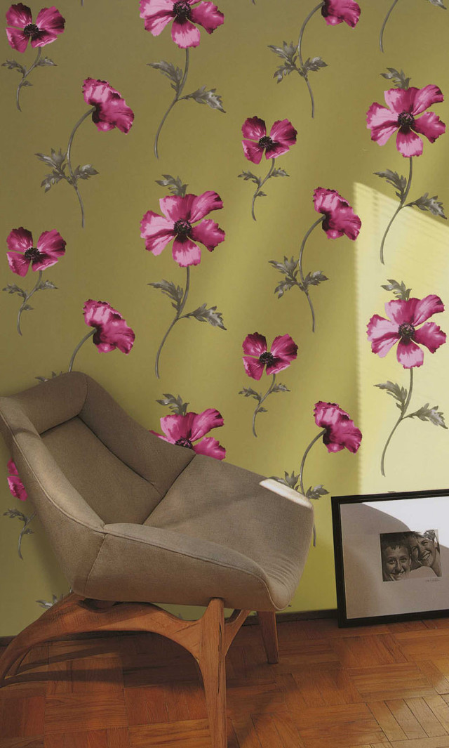 Chair flowerpattern woodenfloor butterfly daisy free wallpaper - medium preview image